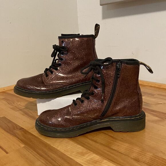 Dr. Martens Maroon Purple 1460 Glitter J Side Zip Combat Ankle Boots Size 3 - Picture 3 of 9